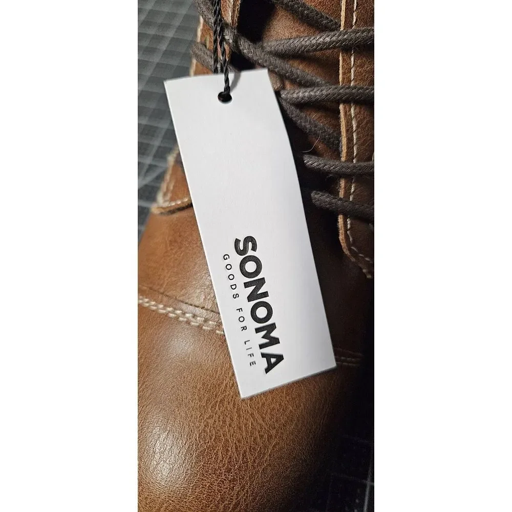 Sonoma Goods for LIfe Protector boys' 4 Med ankle boots‎ faux leather cognac